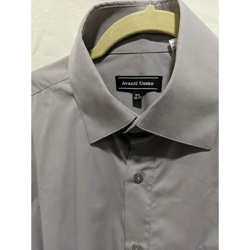 Avanti Uomo Mens Gray Dress Shirt Single Needle Tailoring French Cuff 16.5 36/37